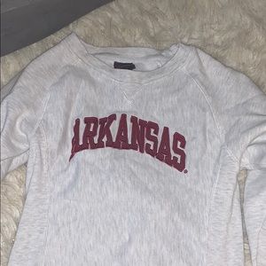 Grey and red Arkansas sweatshirt